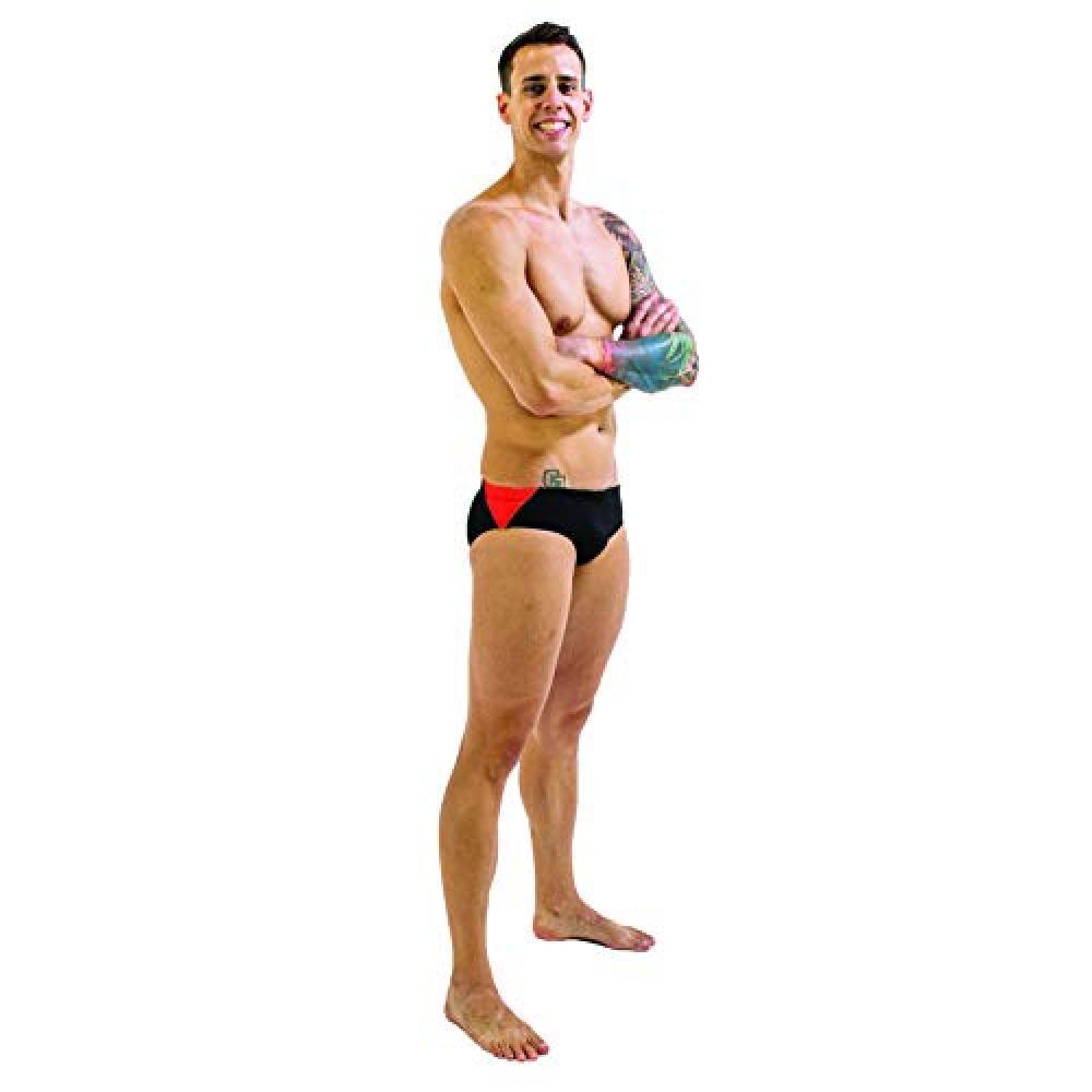 (TG. 38) FINIS Splice Black/Red, Brief 38 Men's - NUOVO