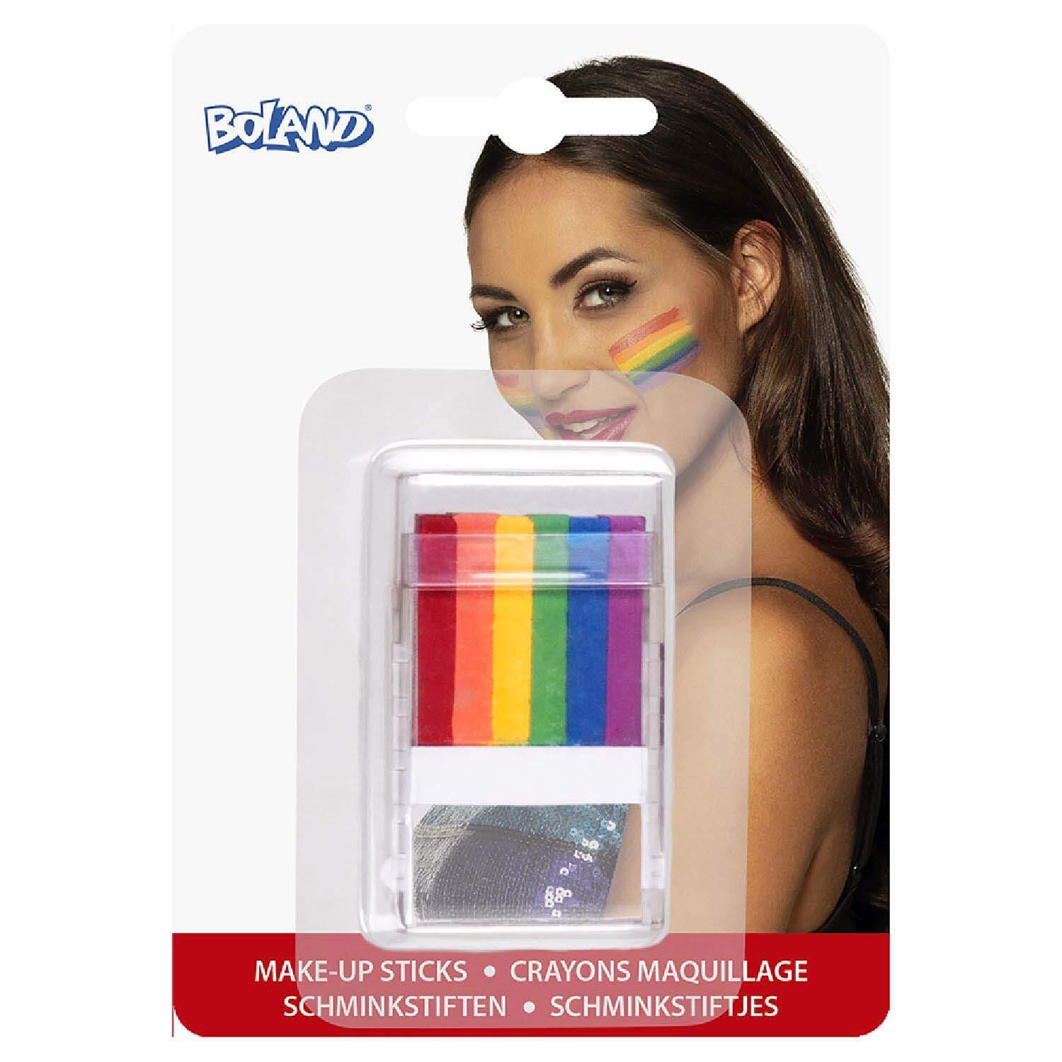 Boland 45065 6-in-1 Rainbow Makeup Pen, Unisex Kids, Multi-Coloured