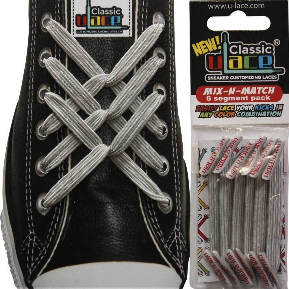 Lacci per Scarpe U-Lace Mix-n-Match Laces Metallic Silver