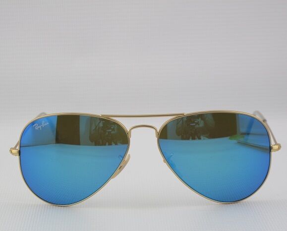 OCCHIALI DA SOLE RAY-BAN Italy large metal aviator 3025 112/17 blu specchio 5...