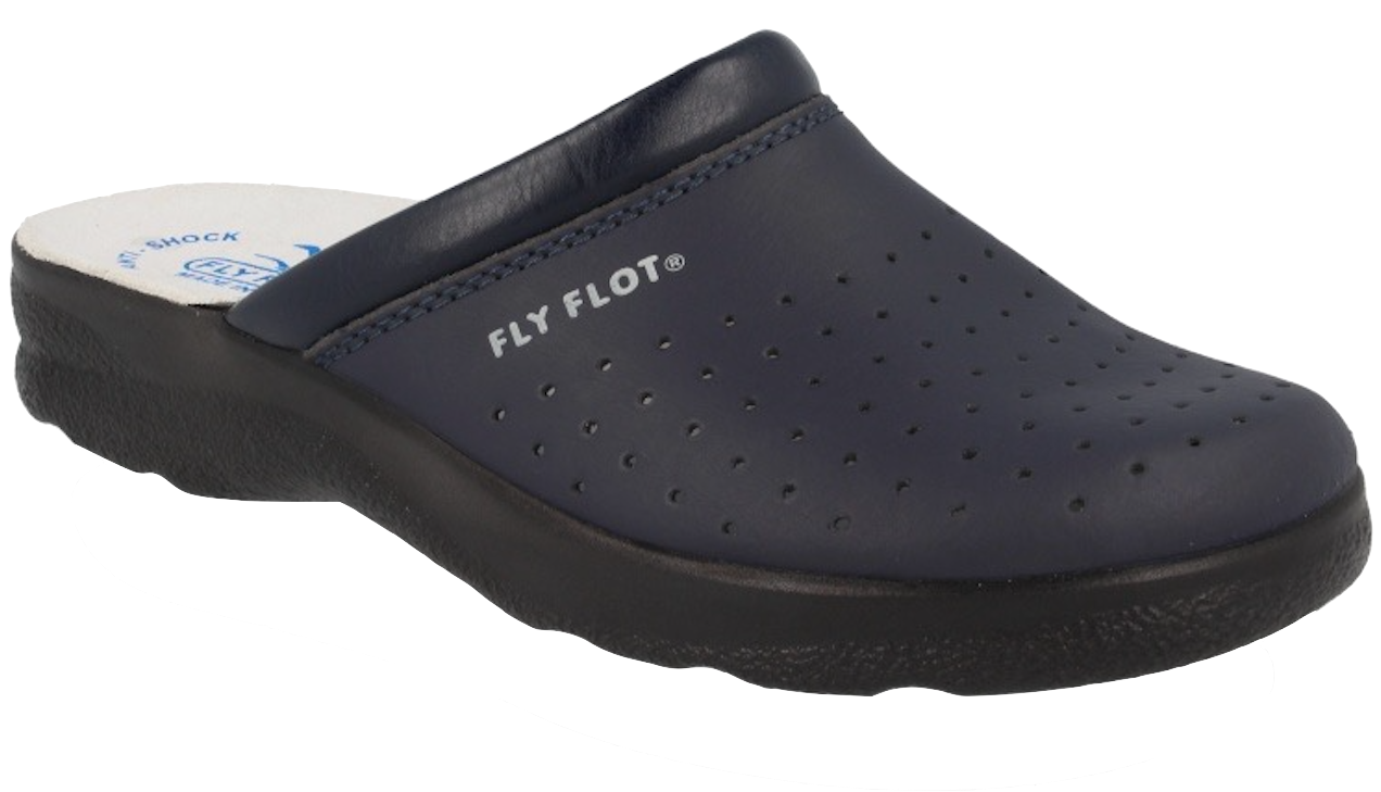FLY FLOT 82094BC BLU CIABATTE SANITARIE UOMO MADE IN ITALY TOMAIA PELLE FORATA S