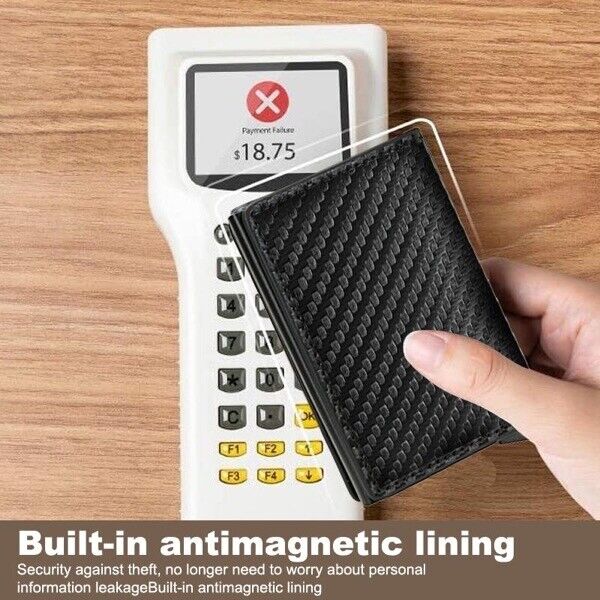 Porta Carte Credito Slim Rfid Mini Portafoglio Piccolo Carbonio Portatessere ju