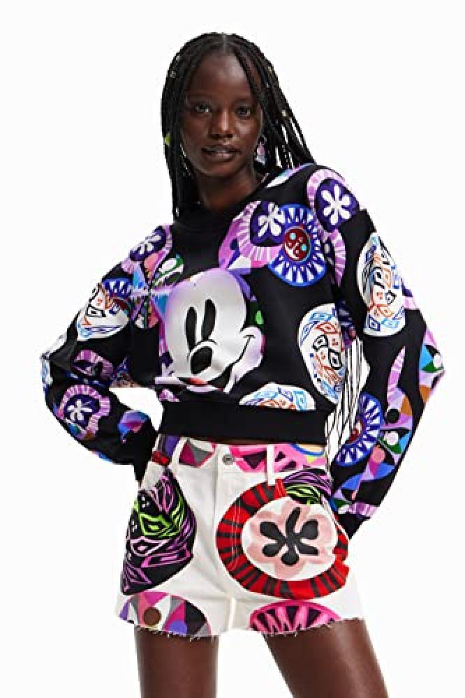 (TG. L) Desigual Sweat_psicho Mic Maglia di Tuta, Rosso, L Donna - NUOVO
