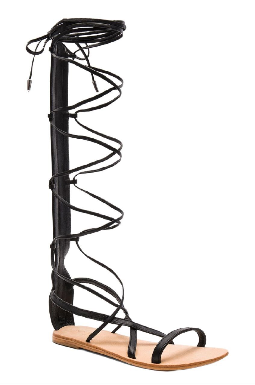 Urge Donna Nero pelle Morbida Festival con Lacci Gladiator Sandals #15190 9.5