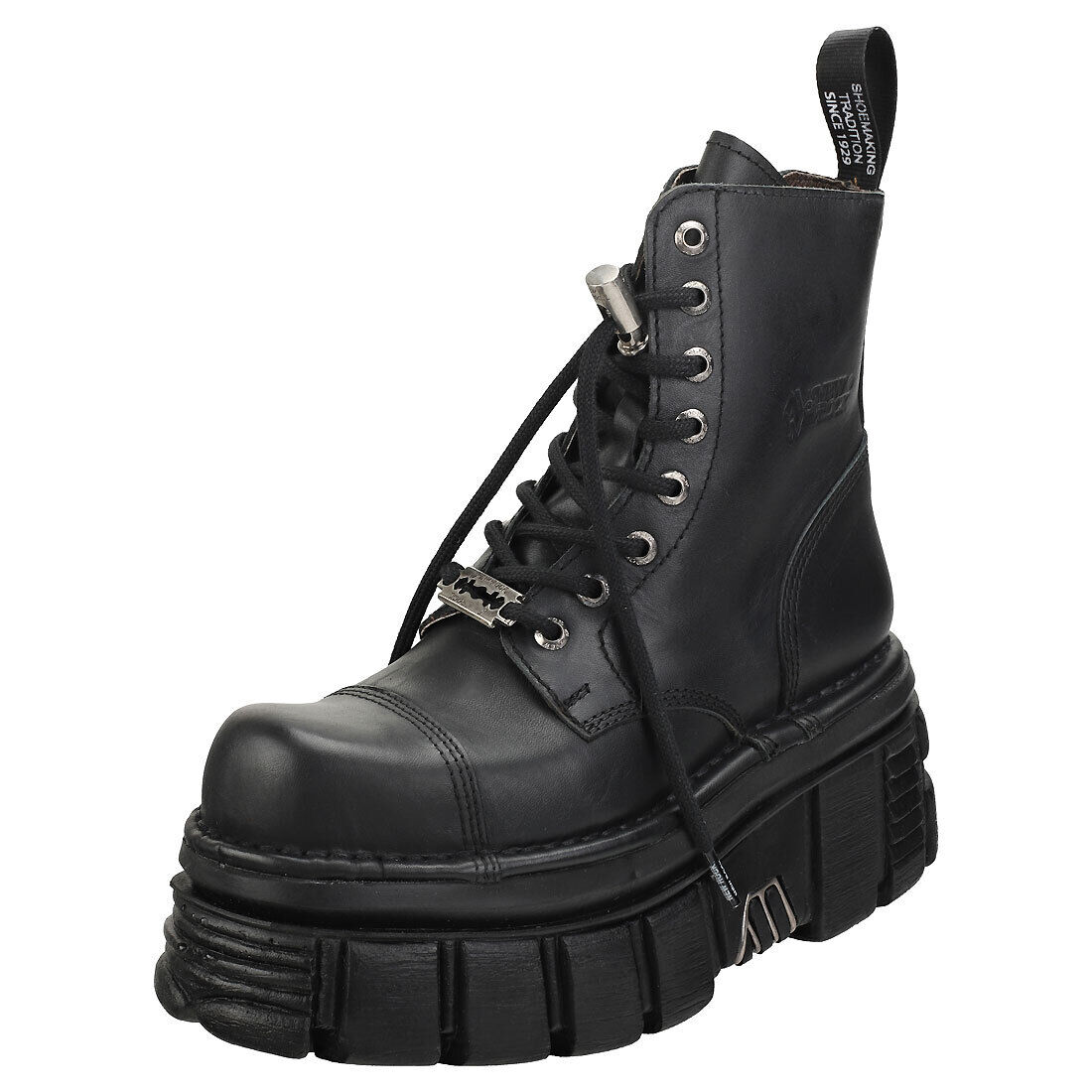 New Rock Combat Boots Unisex Black Stivali Platform - 36 EU