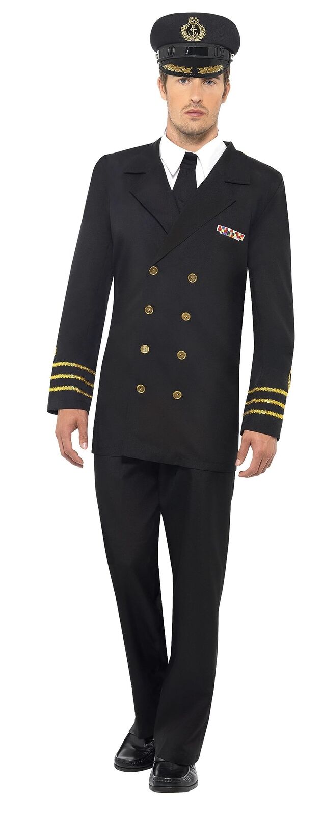 Smiffys Navy Officer Costume, Black (Size L)