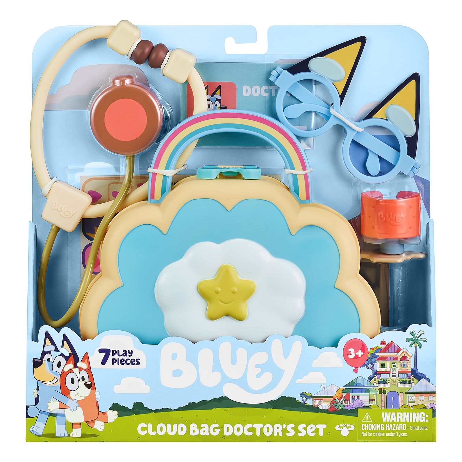 Bluey Cloud Bag Doctor's Set, Doctor Check Up Set, Toy Doctor's Playset with 7 P