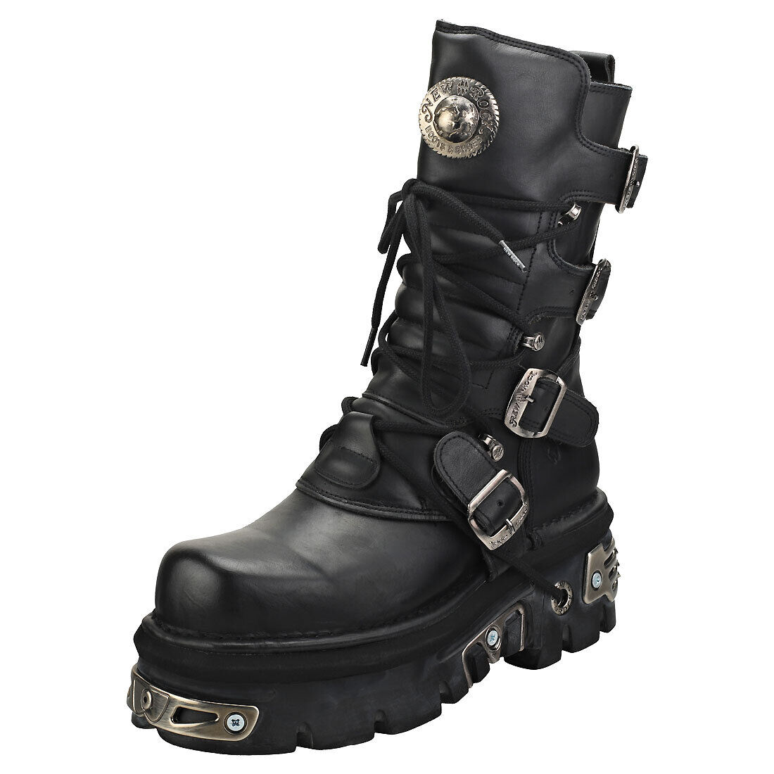 New Rock Reactor Half Boots Unisex Black Stivali Platform - 46 EU