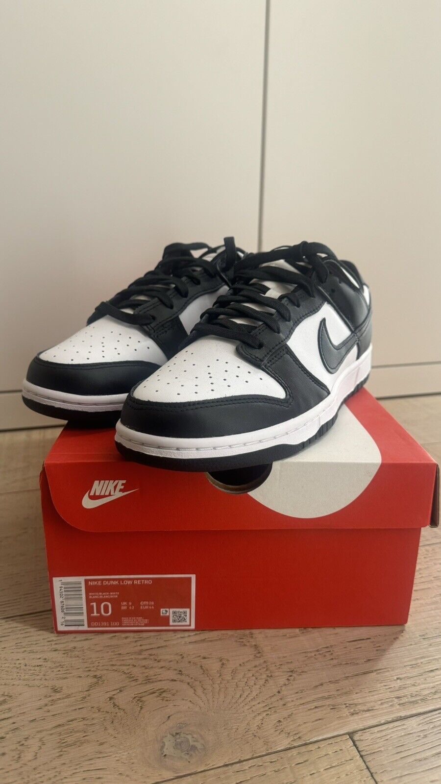 Nike Dunk Low Retro Sneakers da Uomo - White/White/Black, EU 44