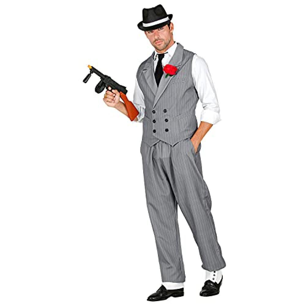 (TG. L) WIDMANN 10253 COSTUME UOMO GANGSTER L GILET GRIGIO #1025 - NUOVO