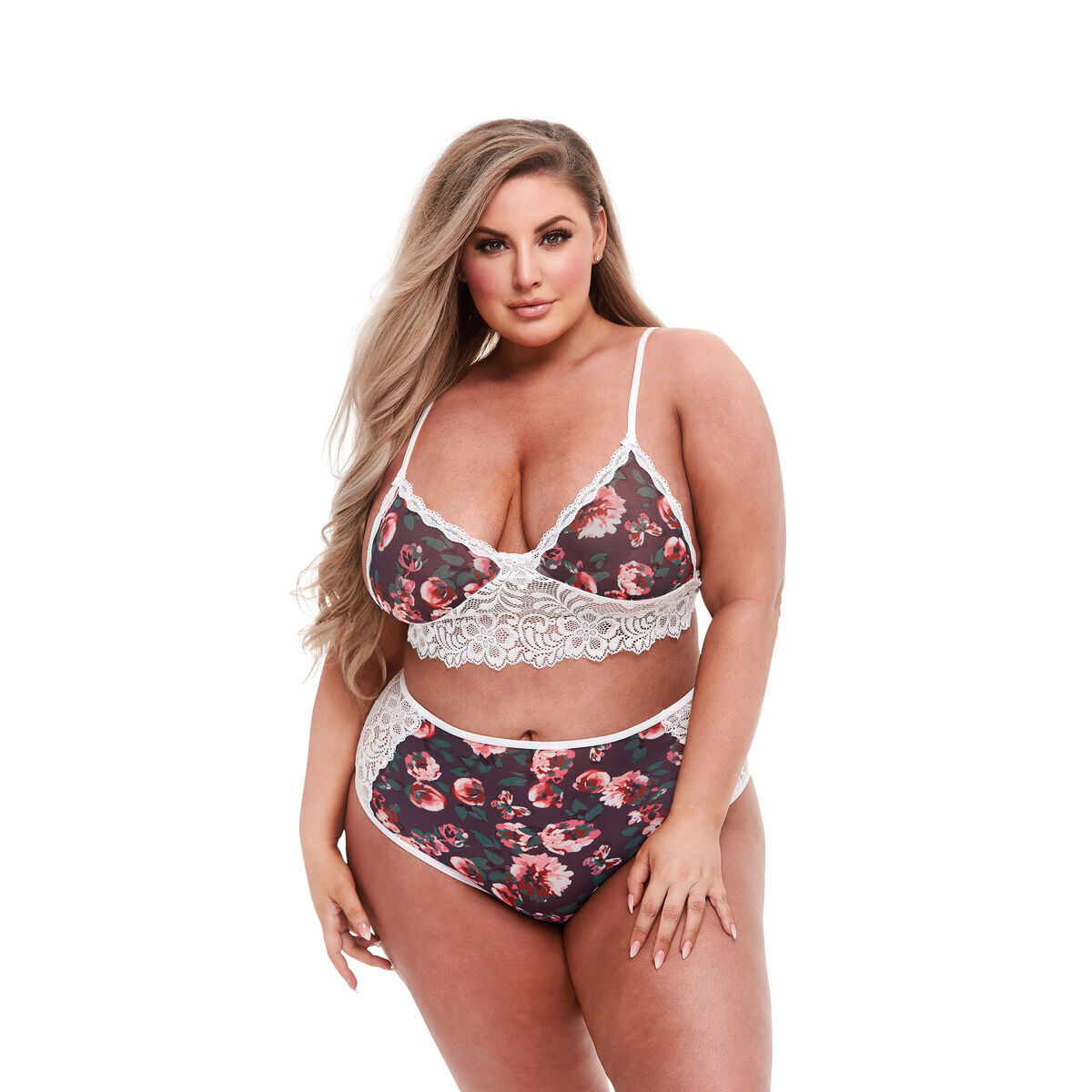 Set di Lingerie con Pizzo Baci Lingerie Floral & Lace XL