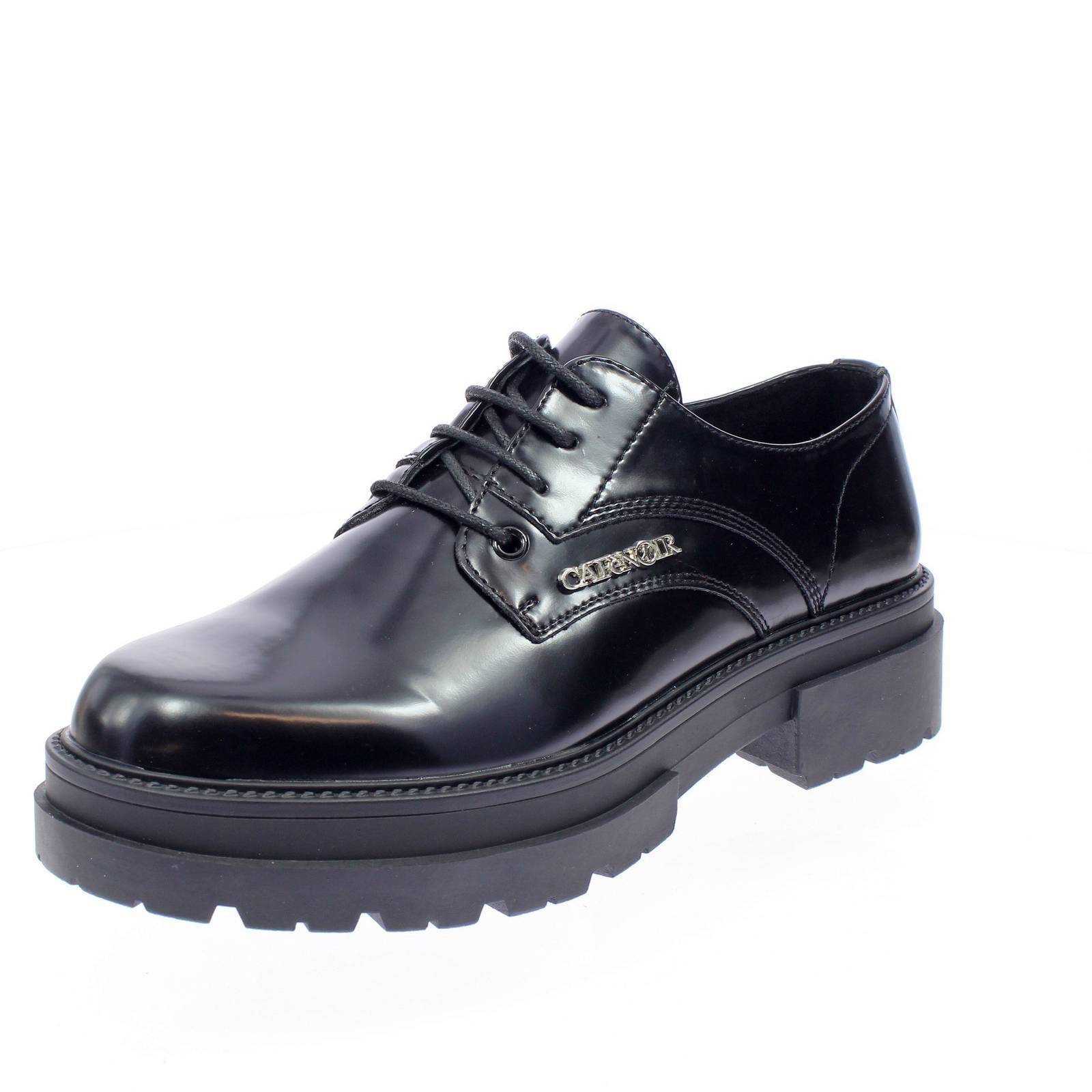Cafe' Noir Derby In Sintetico Con Carrarmato Nero - Taglia 38 Scarpe Donna Basse