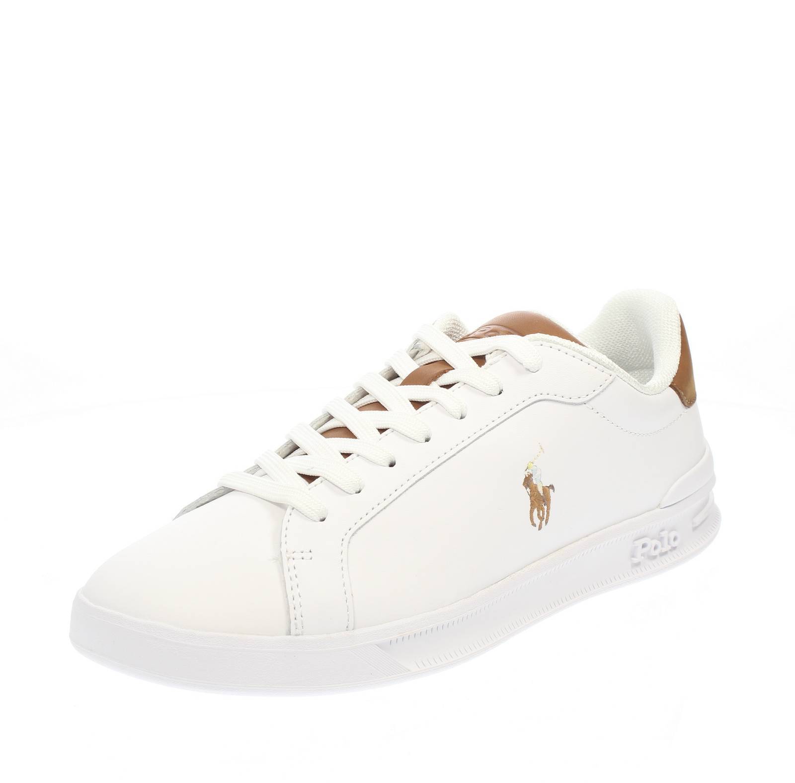 Ralph Lauren Heritage Court - Sneakers Basse In Pelle Bianco - Taglia 42 [9 US 2