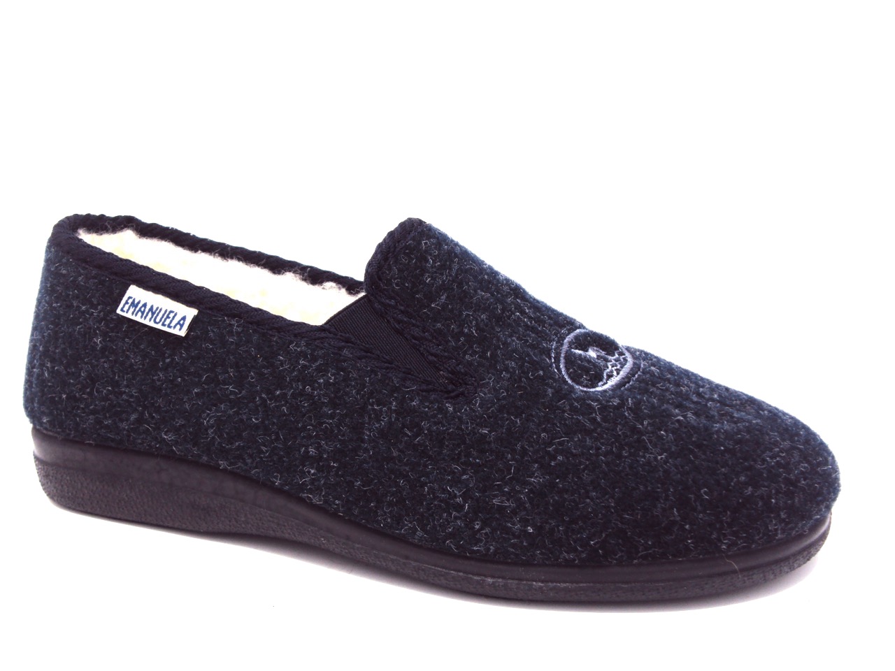 EMANUELA 580 GRANITO BLU PANTOFLE UOMO MADE IN ITALY FODERA LANA ZEPPA 2,5 CM LA