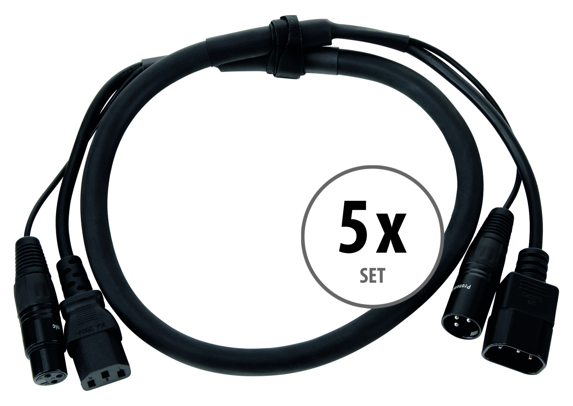 5x Cavo Ibrido Doppio Combinato Alimentazione e Segnale DMX IEC XLR Effetti Luce