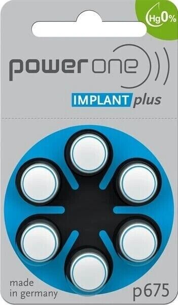 60 batterie POWERONE 675 per impianto cocleare IMPLANT PLUS POWER ONE cocleari