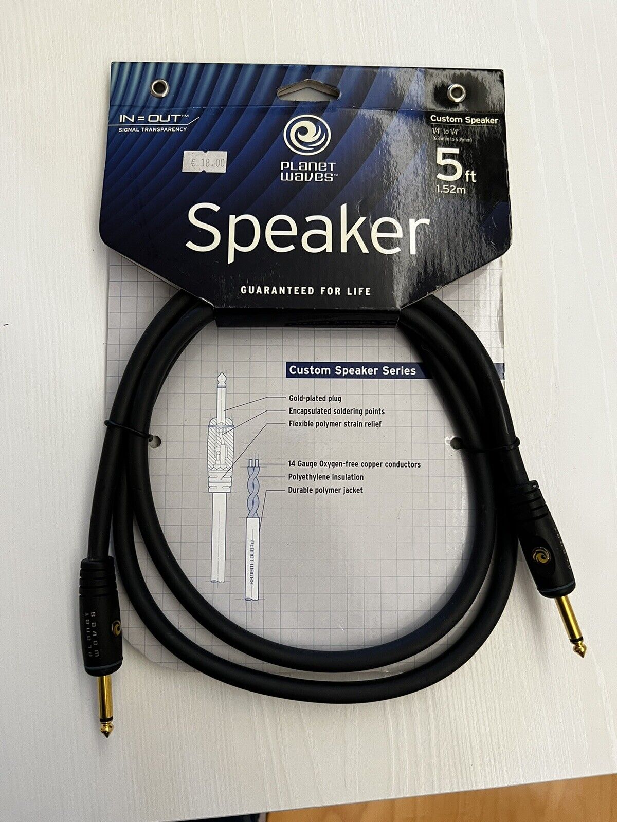Cavo Jack Professionale Planet Waves Custom, 1,5 metri - NUOVO