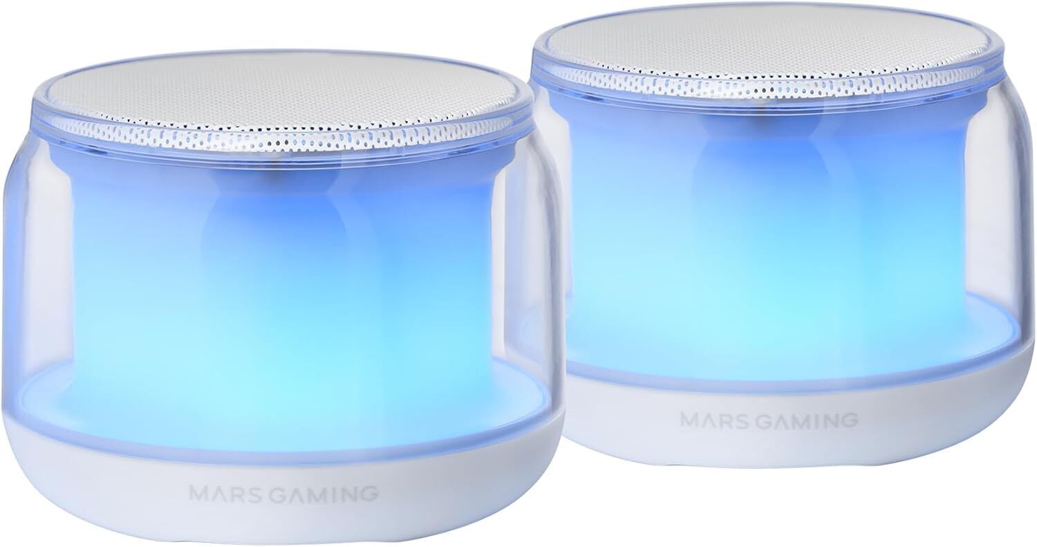 MarsGaming MS-AURA, Altoparlanti Bluetooth 5.3, DSP 15W, RGB ClearView 360º, Whi