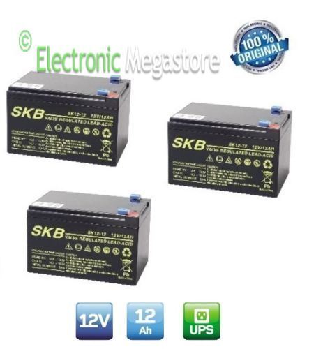 KIT 03 BATTERIA A PIOMBO 12V 12AH RICARICABILE PER BICI ELETTRICA 36V