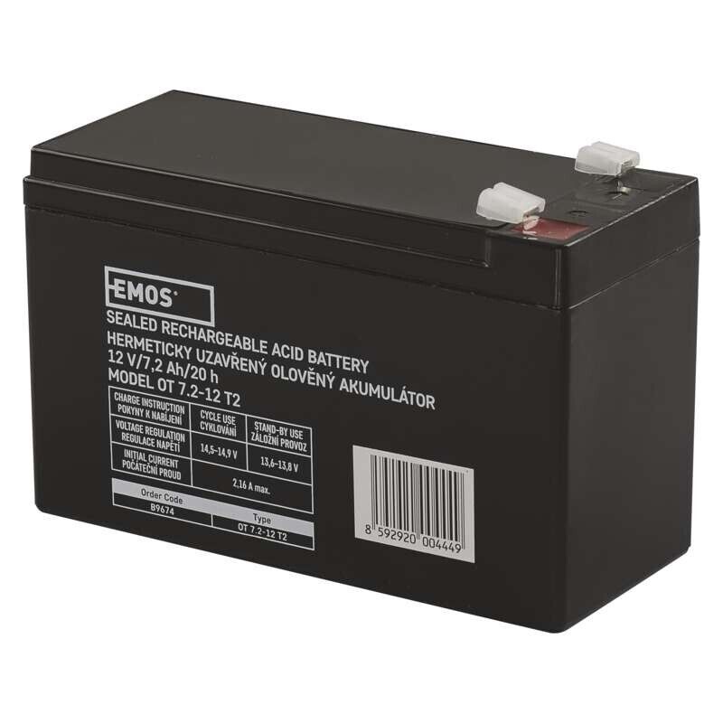 Batteria al piombo ricaricabile 12V 7.2AH attacco faston 6.3 EMOS B9674