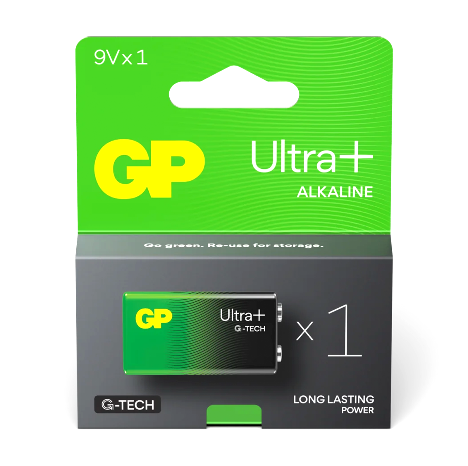 GP Ultra + Alcalino G-Tech 6LR61 9V Batteria Duraturo Potenza Blister Exp 2028