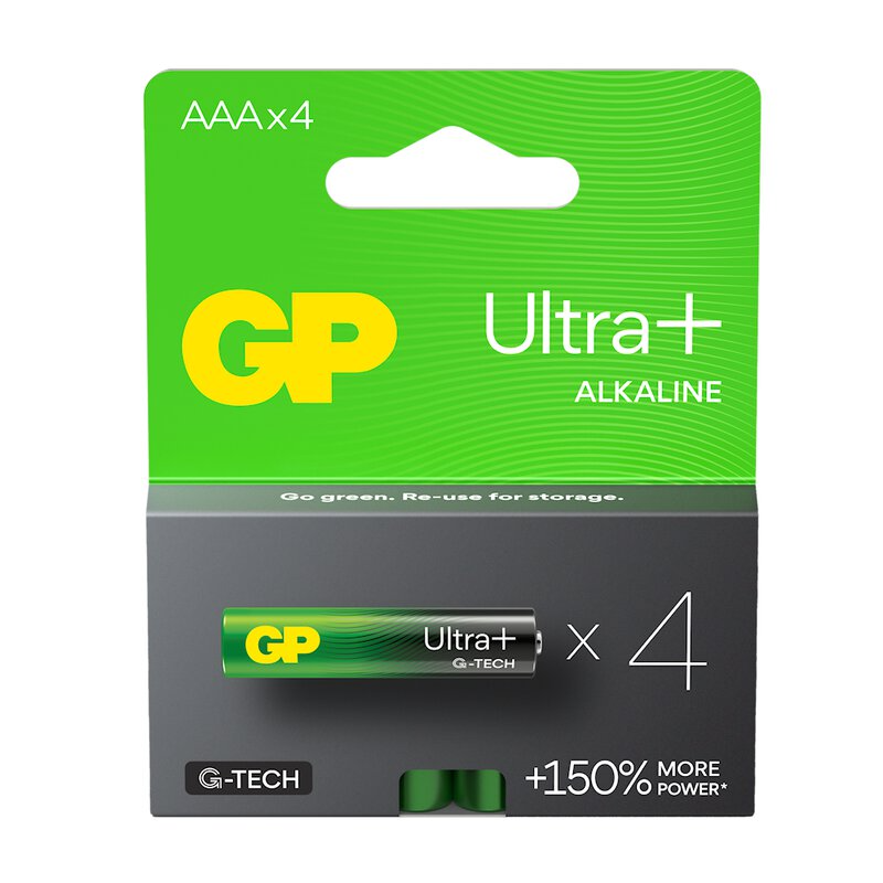 4 GP Ultra + Alcalino Batterie AAA G-Tech LR03 1.5V No Mercury 4BL Pacco Exp