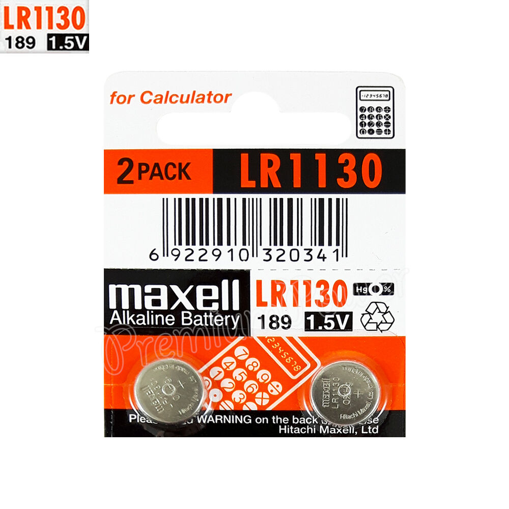 2 X Maxell Alcalino LR1130 Batterie 1.5V LR54 189 389 SR1130SW AG10 Pacco Di 2