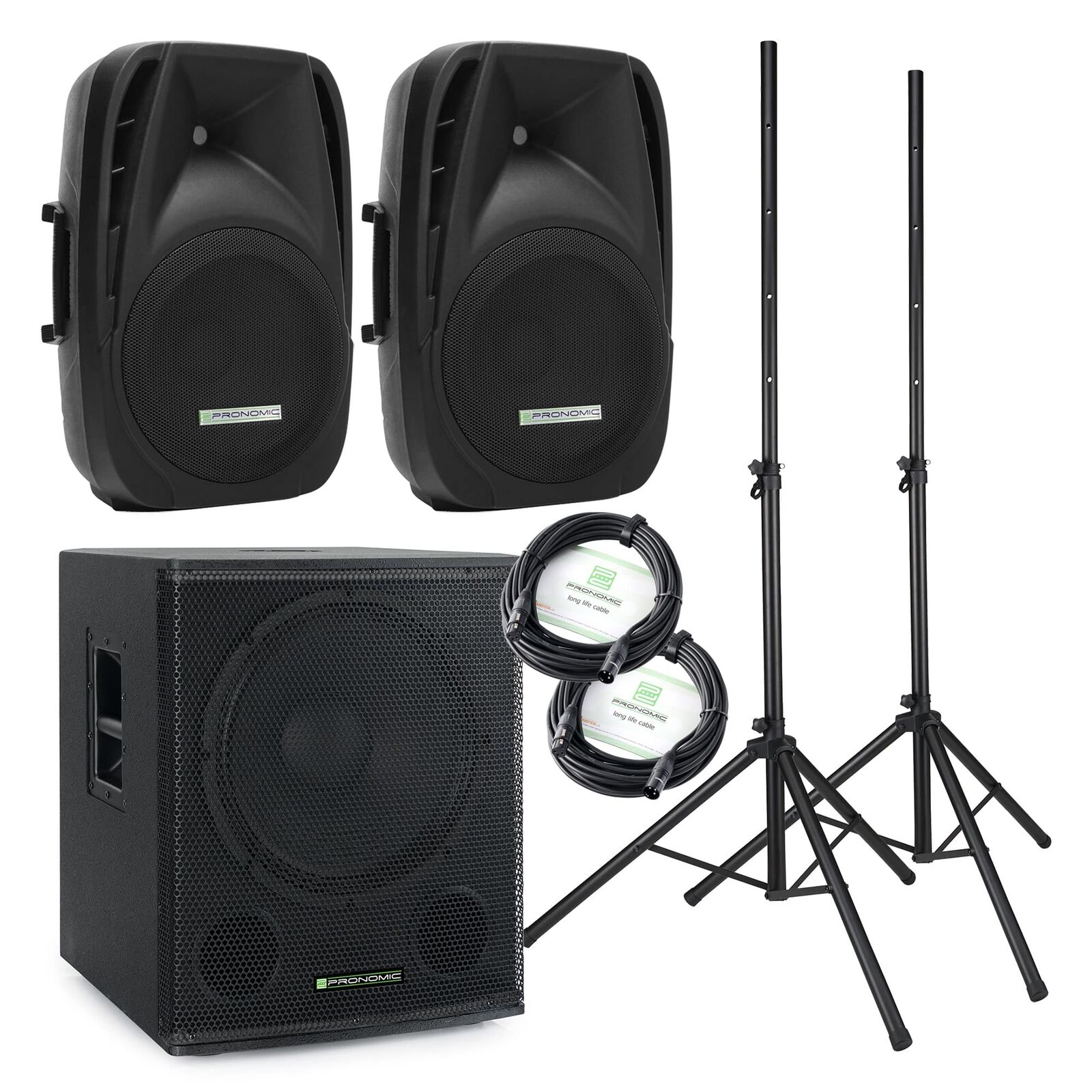 Impianto Audio Completo Attivo 2x Casse Acustiche e 18'' Subwoofer Bluetooth USB