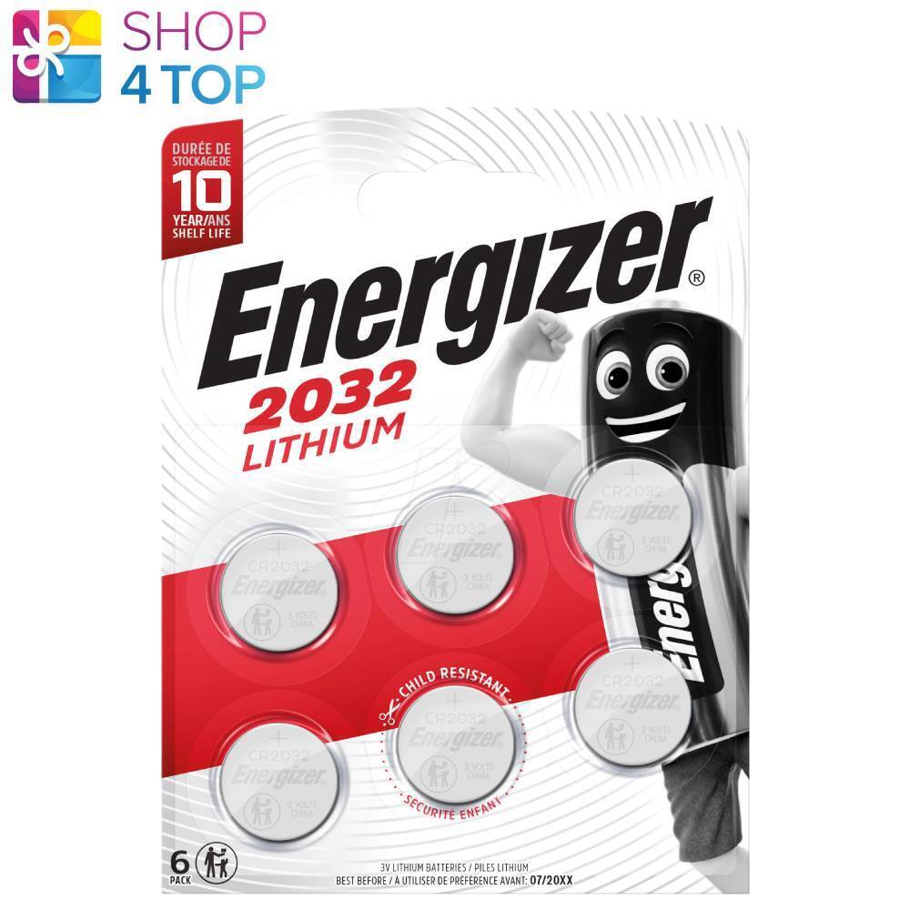 6 Energizer CR2032 Litio Batterie 3V Lunga Durata Potenza Scadenza 2031 6BL New
