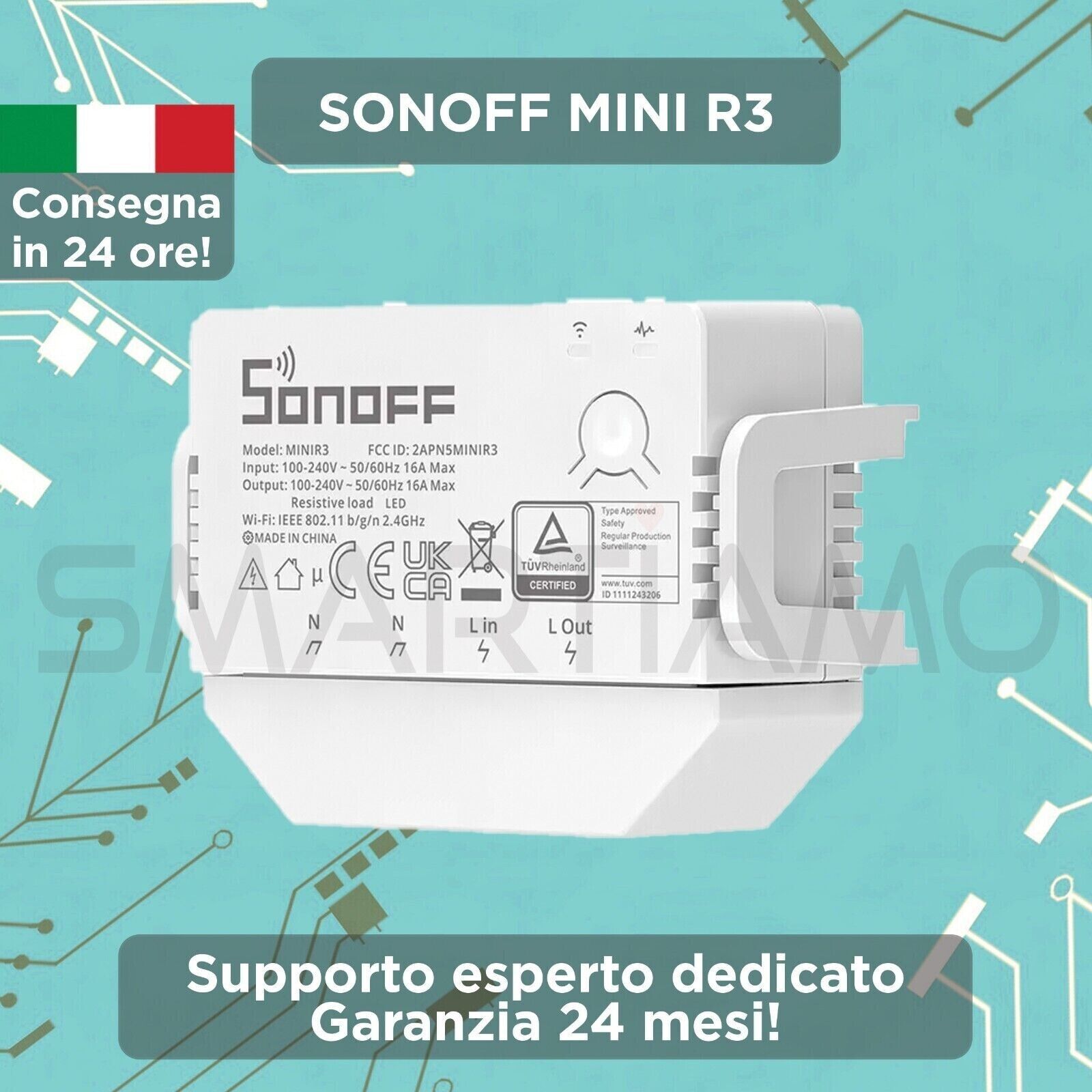 SONOFF MINI R3 Interruttore smart WiFi 16A app ewelink non richiede neutro