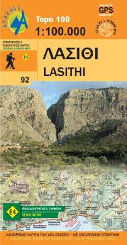 Topografische Landkarte Griechenland 92 Lasithi (Kreta) 1 : 100 000