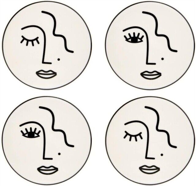 Abstract Face White Coasters Set Of 4 Book NUOVO