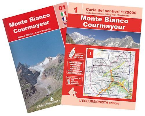 01 - MONTE BIANCO, COURMAYEUR CARTA DEI SENTIERI 1:25.000 ANTISTRAPPO  - Zavatta