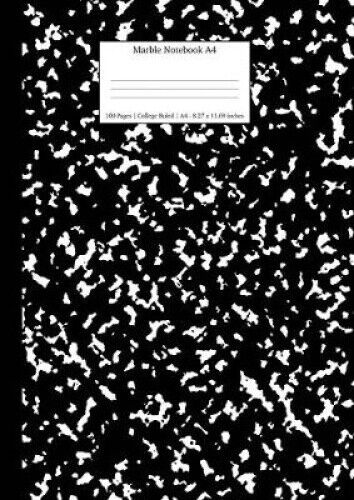 Marble Notebook A4: Black Marble College Ruled Journal (School Supplies)
