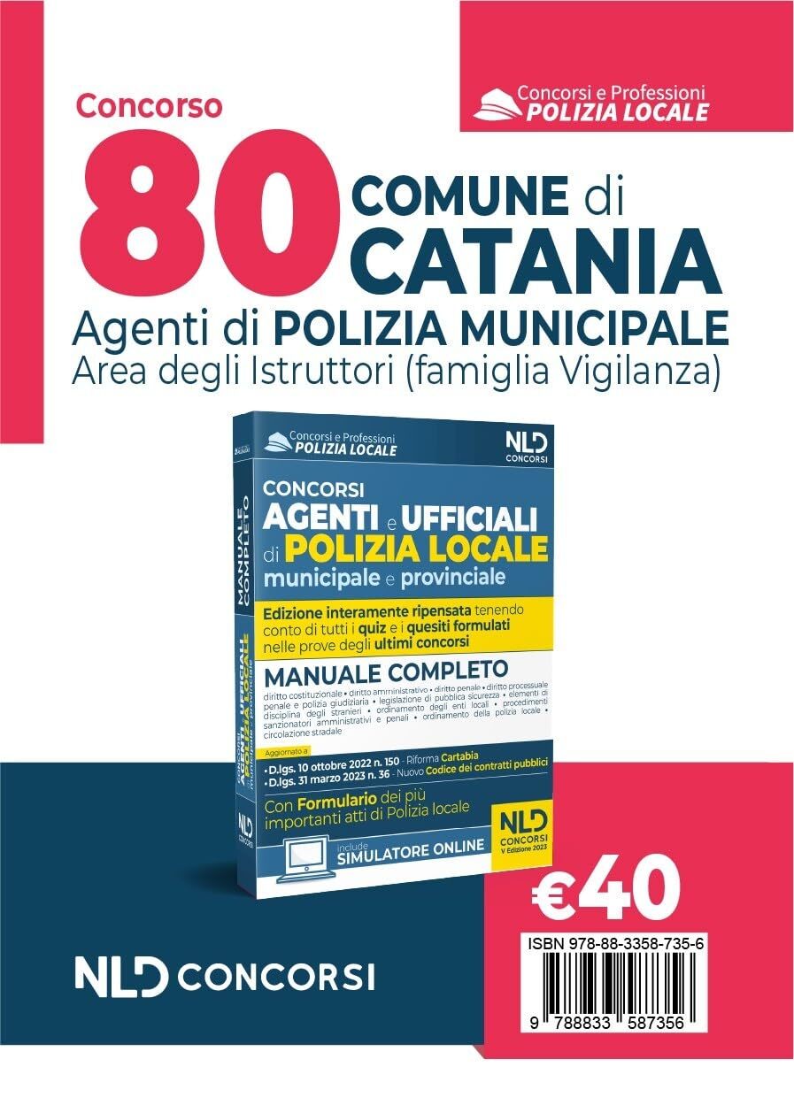 9788833587356 Concorso 80 agenti polizia locale Catania. Manuale.... Nuova ediz.