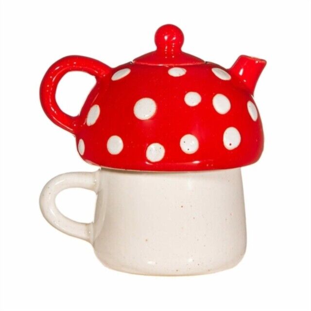 Red Mushroom Tea For One Book NUOVO