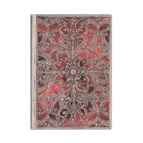 Paperblanks Garnet Silver Filigree Collection Softcover Flexi MIDI Lined