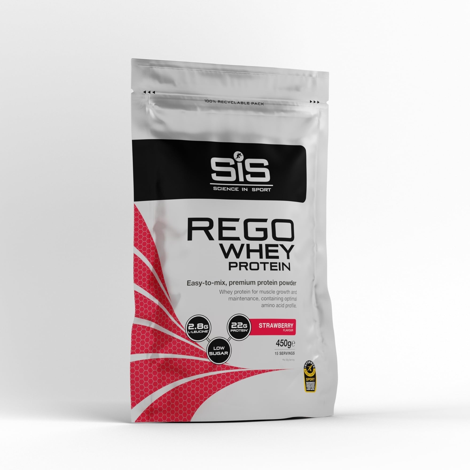 REGO Whey Protein Drink Powder - 450g - Strawberry CYCLING AC NUOVO