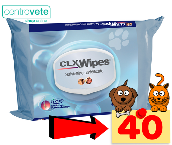 I.C.F. - Clx Wipes → 40 Salviette Detergenti Umidificate per  Cani e Gatti
