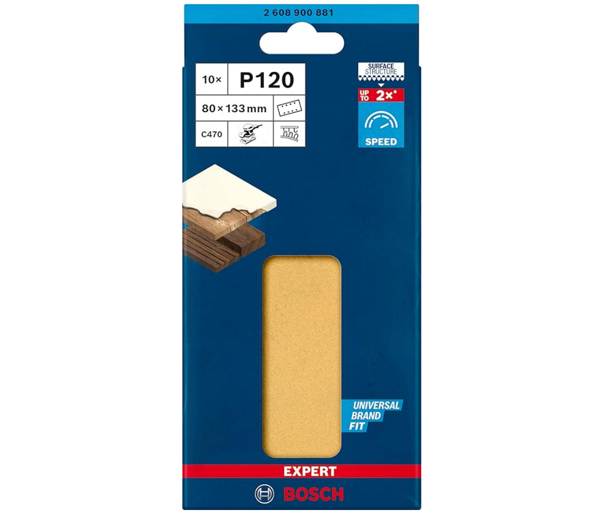BOSCH Carta Abrasiva C470 80x133mm 8 Fori Grana 120 2608900881