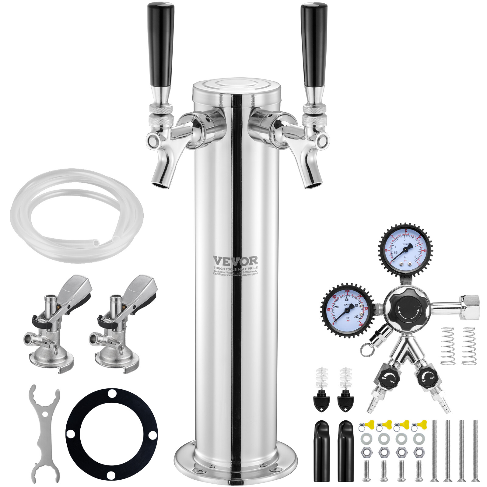 VEVOR Kit Spillatore Colonna Birra 2 Rubinetti Sistema di Distribuzione Birra
