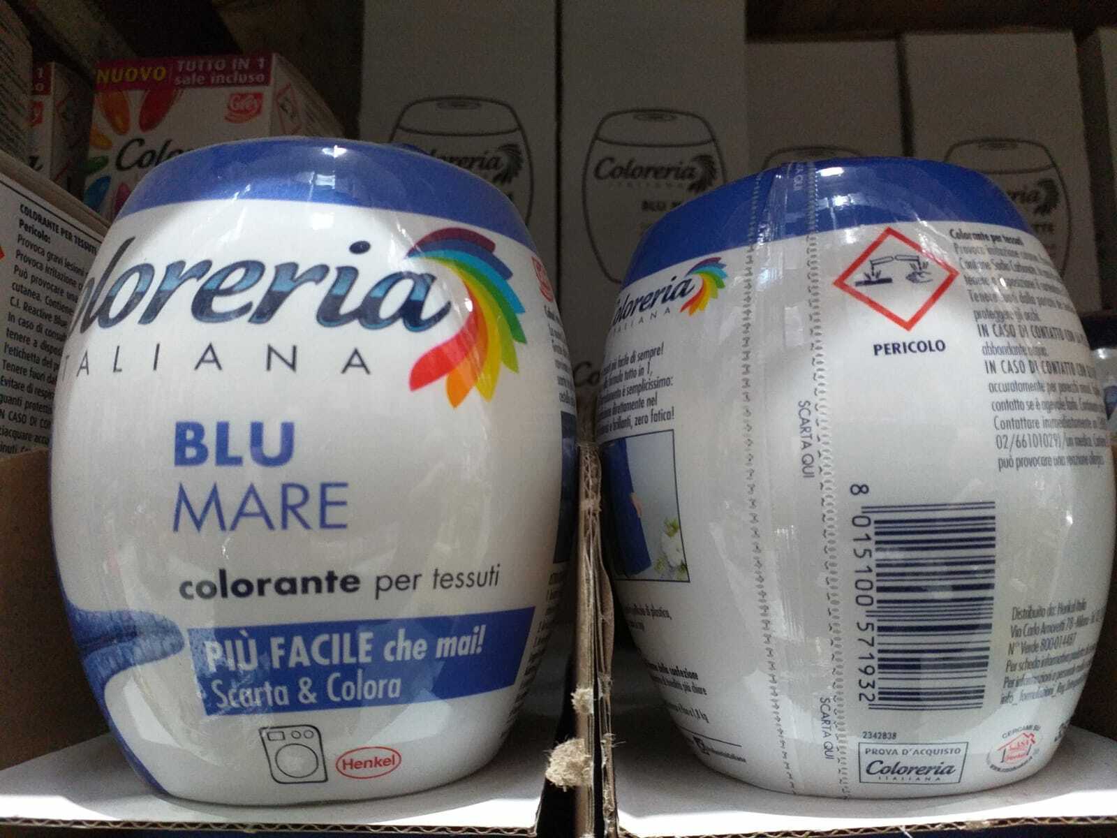 1 pz Coloreria Italiana Colorante per Tessuti Blu Mare Scarta & Colora 350gr