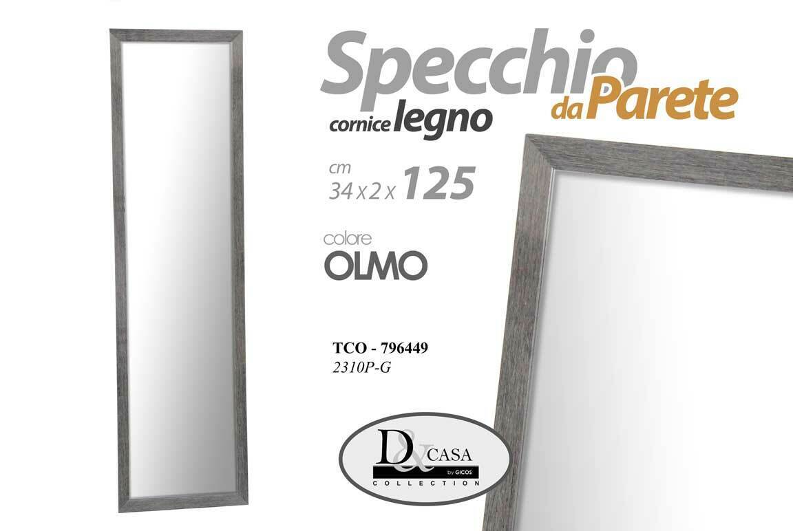 SPECCHIO CON CORNICE IN LEGNO COLORE OLMO DA PARETE 34*2*125 CM TCO-796449