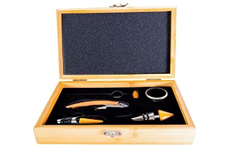 Pradel Excellence RT802H, Cofanetto Sommelier in bambù: per 1 bottiglia con 4 ac
