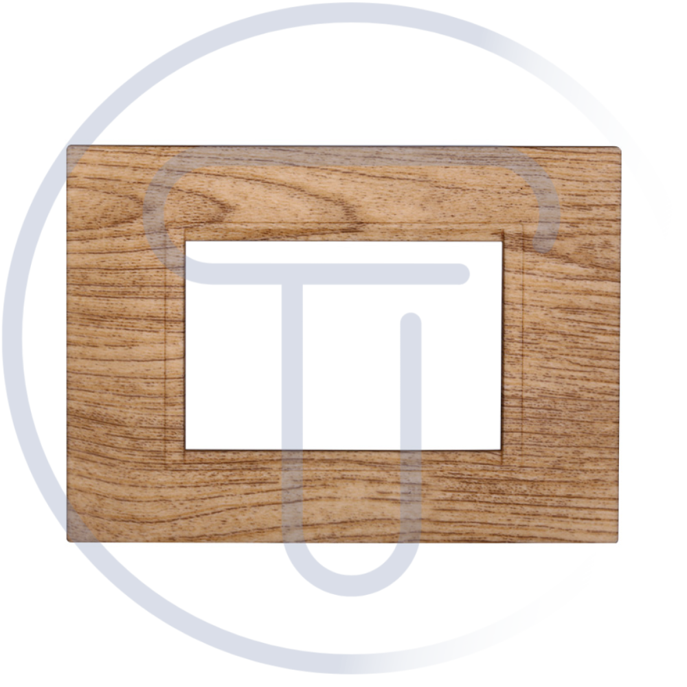 Placca quadrata Space, 3 moduli plastica legno chiaro compatibile BTicino Living