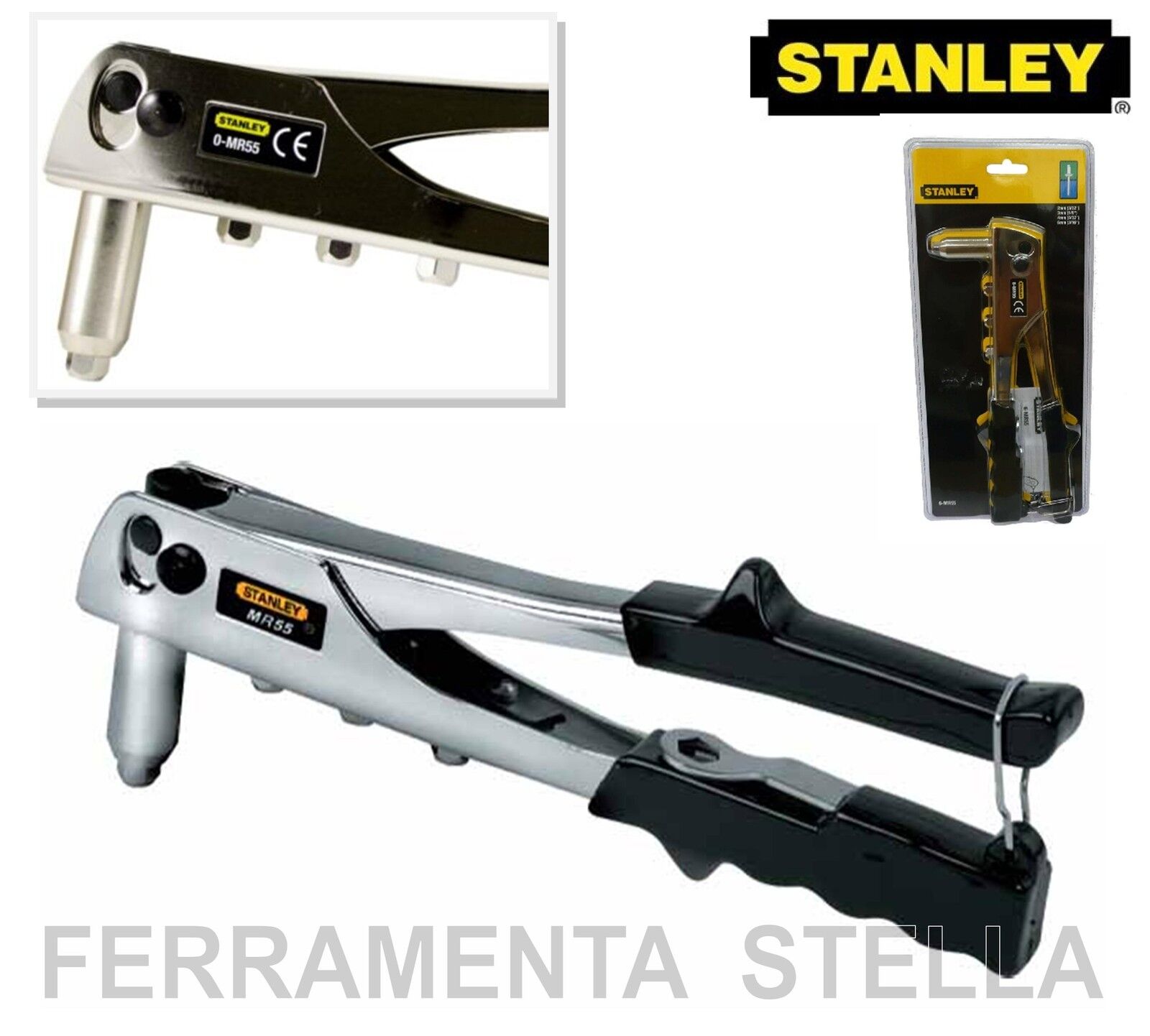 RIVETTATRICE MANUALE ACCIAIO MR 55 STANLEY PROFESSIONALE RIVETTI 2 3 4 5 MM