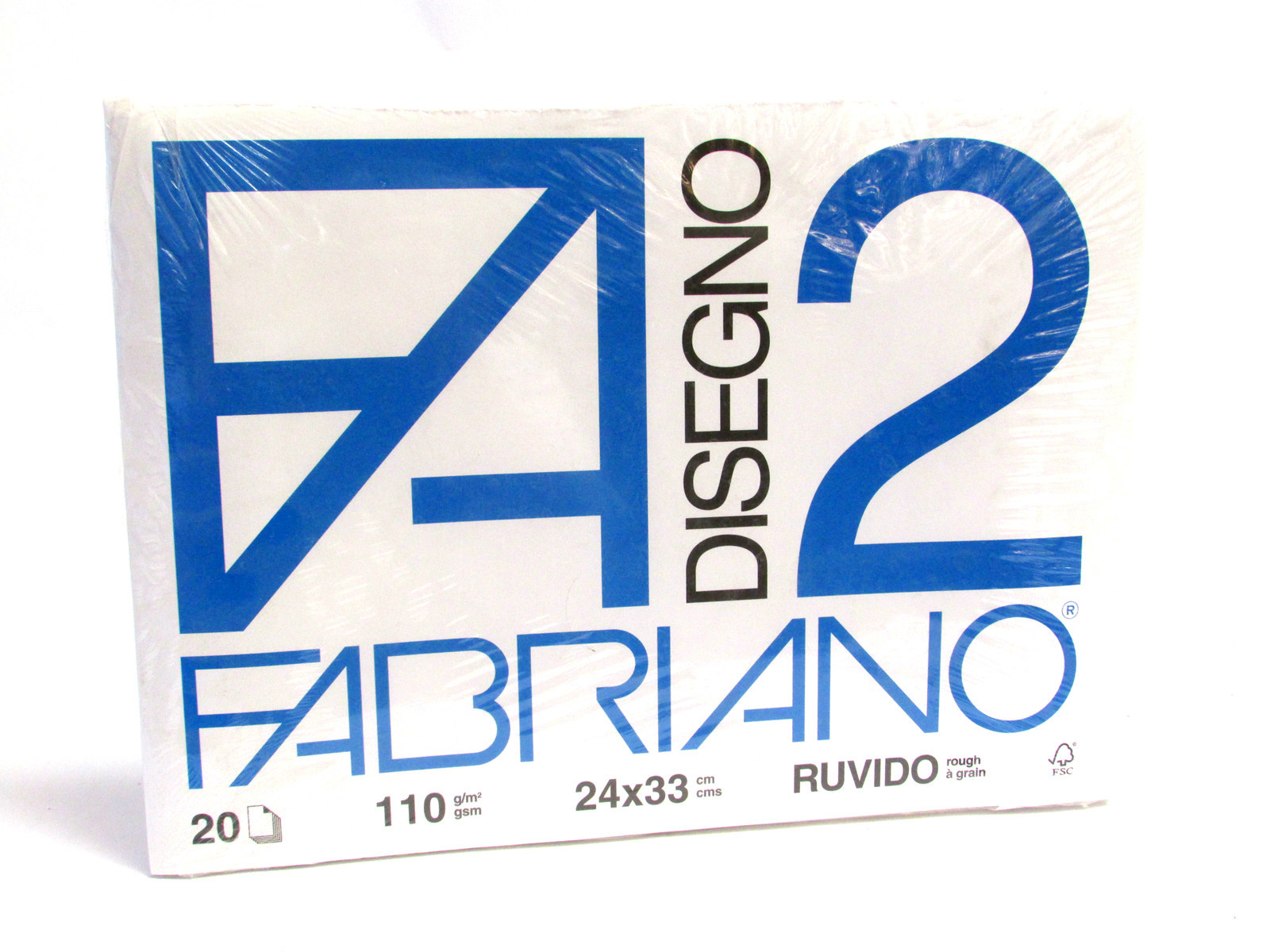 FABRIANO - DISEGNO 2 - F2 - 110 g/mq RUVIDO - 24x33cm - BLOCCO 12FG 4 ANGOLI