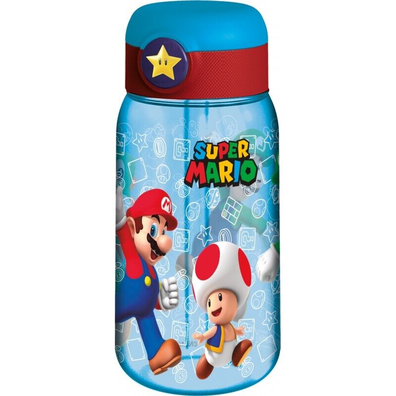 Borraccia con cannuccia trasparente Pop Up 510 ML - Super Mario