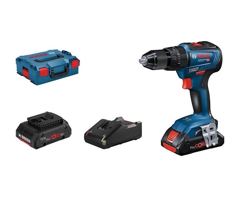 Bosch GSB 18V-55 Trapano A Percussione 2X4.0Ah Batterie E Caricatore 18 Volt Blu