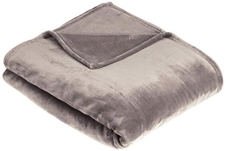 Amazon Basics - Coperta Vellutata in Pile, 229 x 274cm, colore Grigio